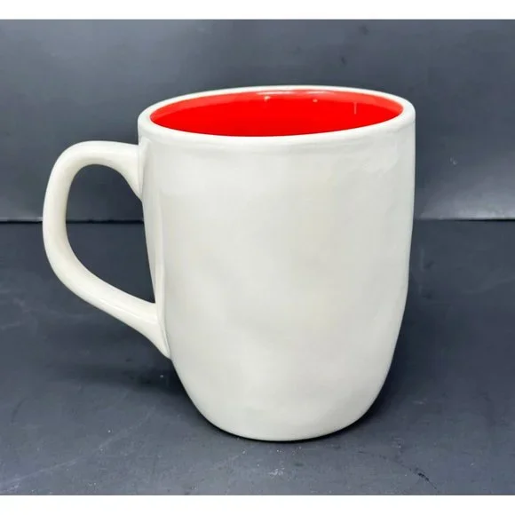 RAE DUNN JOY White Coffee Mug Typewriter Font Red Interior 20 oz Christmas - Picture 3 of 7